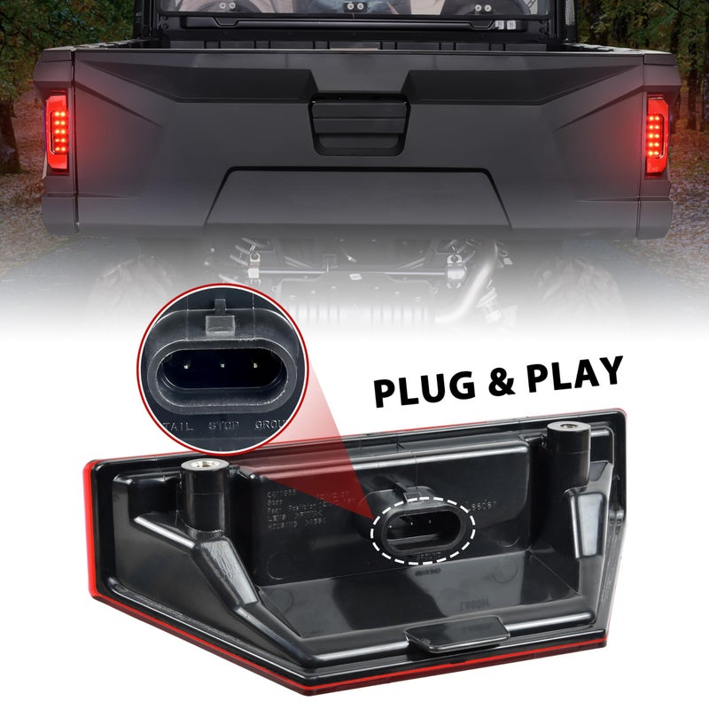 SAUTVS UTV Tail Lights for Polaris Ranger 1000 900 570/ General, Red LED Taillights Rear Brake Stop Lights for Polaris Ranger 900 XP 1000 570 Full Size RGR General 2015-2020 Accessories (2PCS) - Image 5